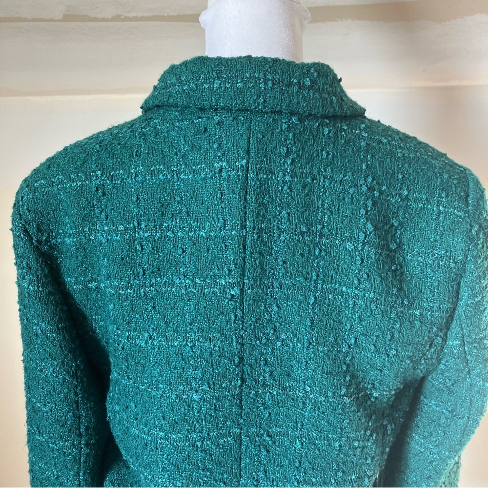Abercrombie & Fitch Green Tweed Single Breasted Cropped Blazer size Medium - Picture 7 of 10